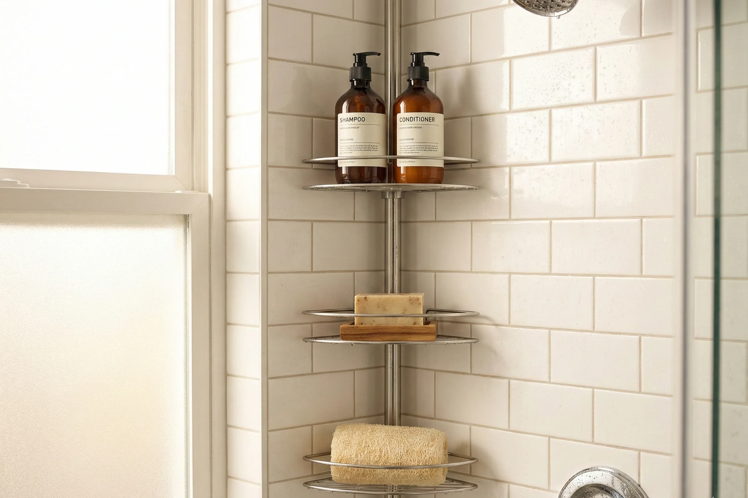 No-Drill Bathroom Storage
