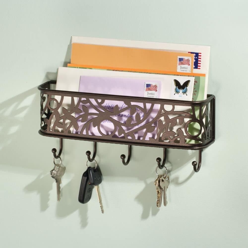 mDesign Mail Holder with Key Hooks